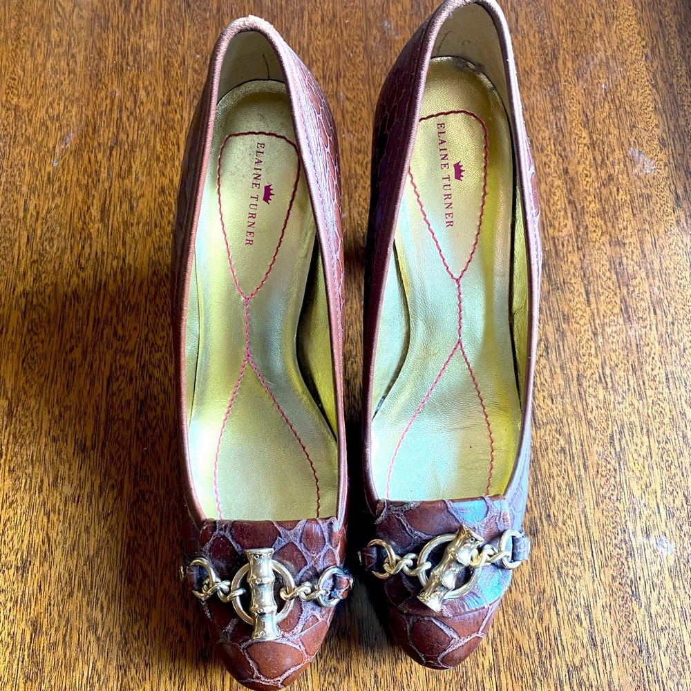 Elaine Turner Crocodile heel, brown 9.5